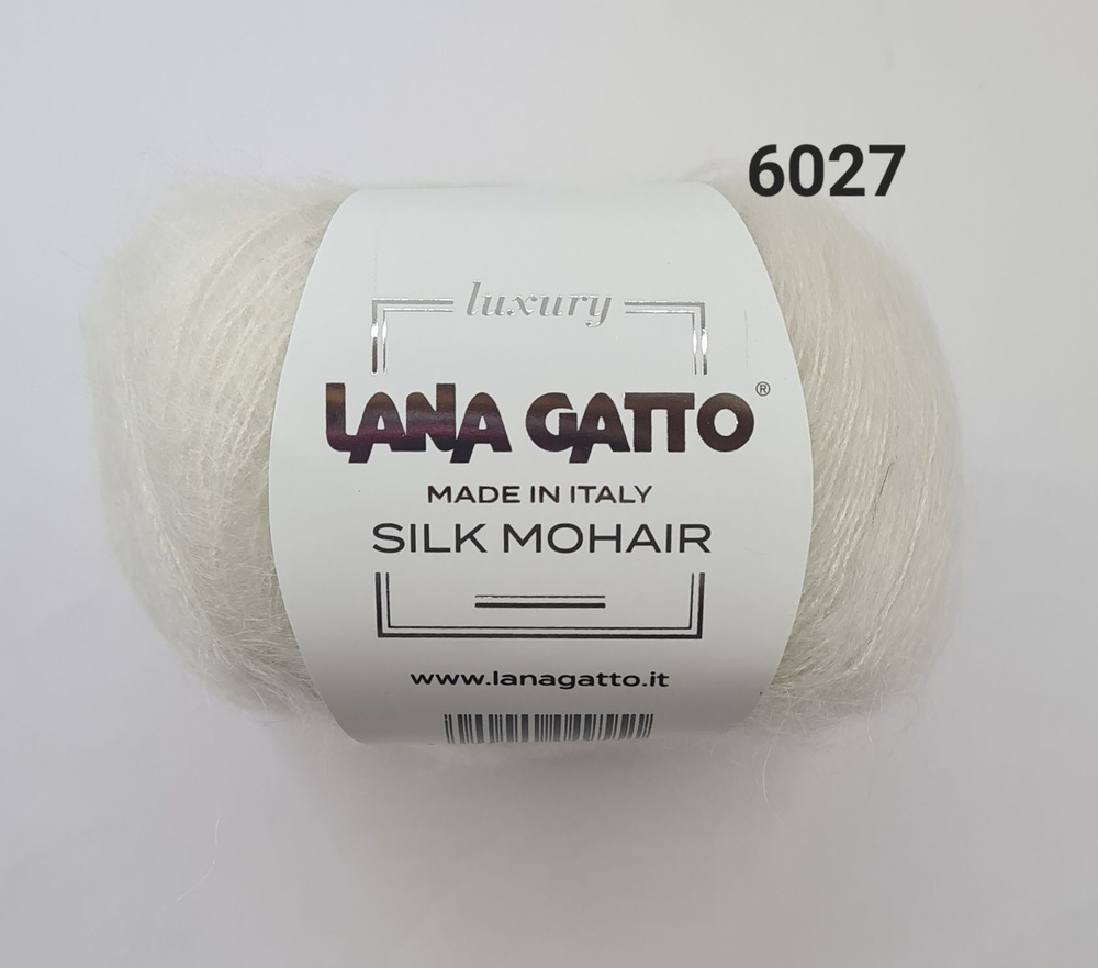 Пряжа Lana Gatto Silk Mohair / Лана Гатто Силк Мохер/- цвет 6027 - Белый - 1 шт.  #1