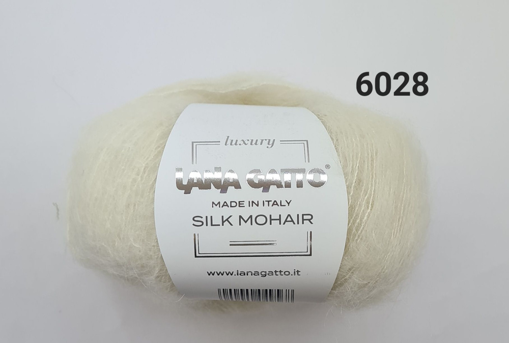 Пряжа Lana Gatto Silk Mohair / Лана Гатто Силк Мохер /- цвет 6028 - Молочный - 4 шт.  #1