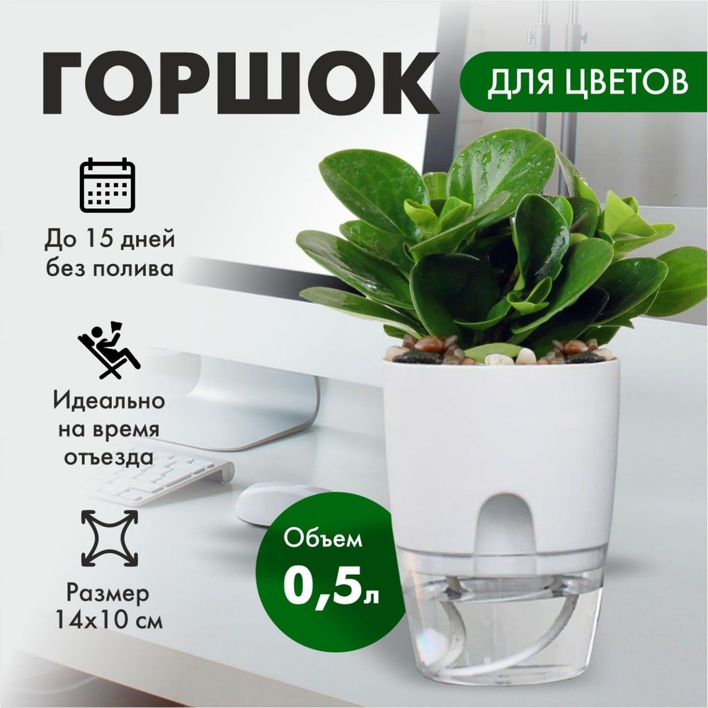 K&T/ Горшок для цветов пластиковый с автополивом маленький / цветочный горшок кашпо для комнатных растений, #1
