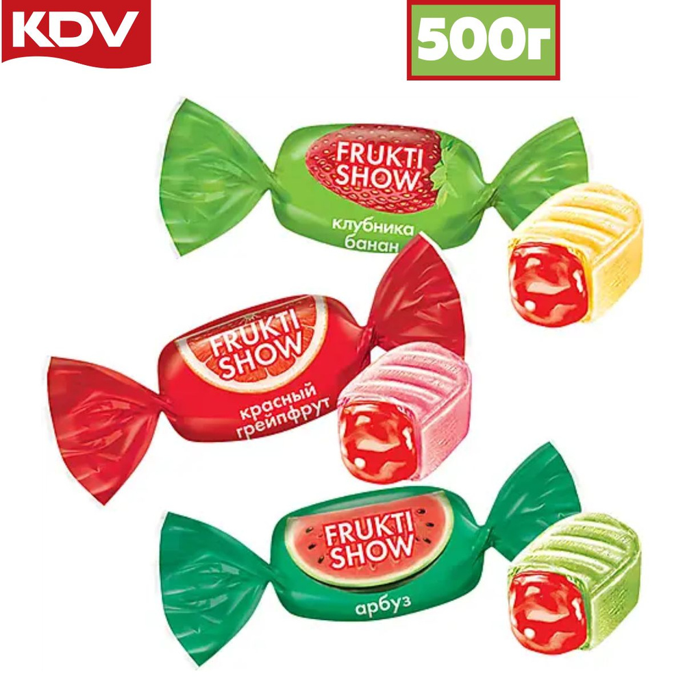 Карамель КДВ FRUKTI SHOW (ФРУКТИШОУ) 500 гр / с желейной фруктово-ягодной начинкой / Яшкино  #1