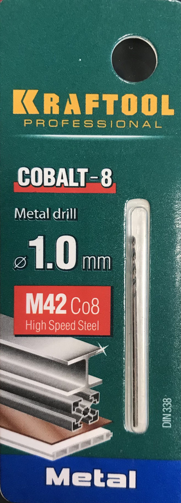 KRAFTOOL COBALT 1.0 х40мм, Сверло по металлу HSS-Co(8%) , сталь М42(S2-10-1-8)  #1