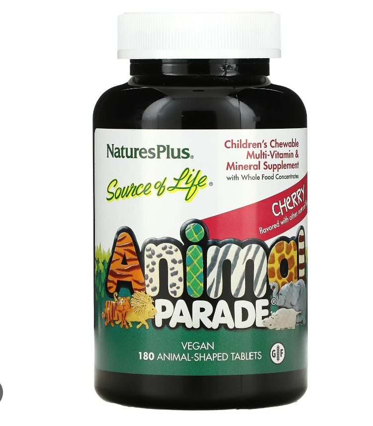 Source of Life Animal Parade Chewable Cherry, 180 шт Бад для детей ...