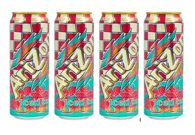 Холодный чай Arizona Raspberry tea (Аризона чай со вкусом малины), 340 мл * 4 шт, США  #1