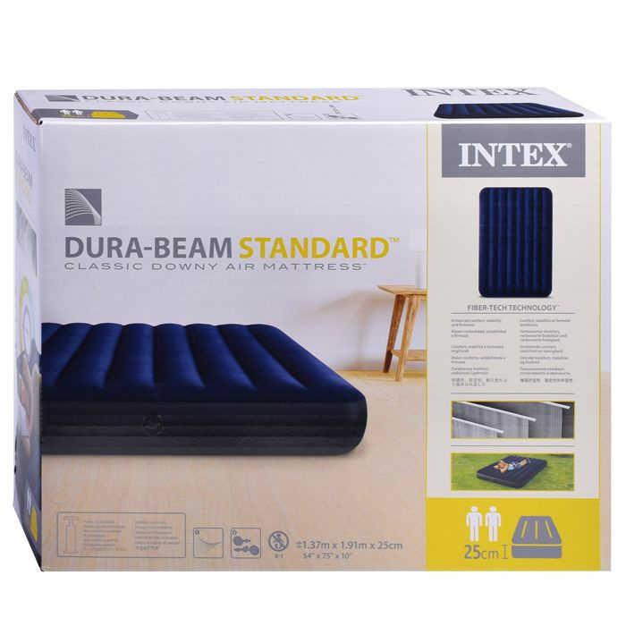 Двуспальный надувной матрас intex classic downy bed king 183х203х25 см