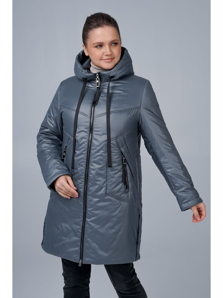 Куртка Женский OHARA серый Полиэстер, размер 58 Демисезон Синтепон ...