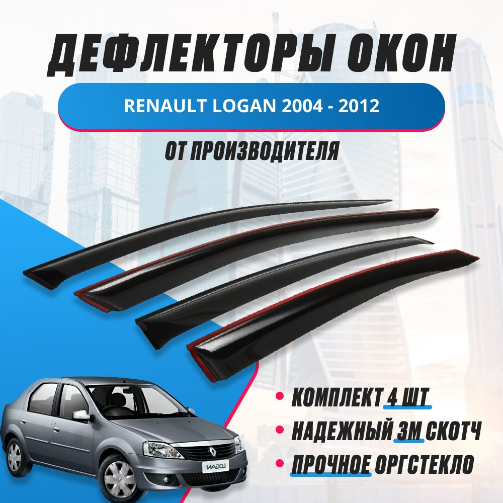 Дефлектор для окон ANV air os1002197-3 Logan купить по выгодной цене в  интернет-магазине OZON (202249295)