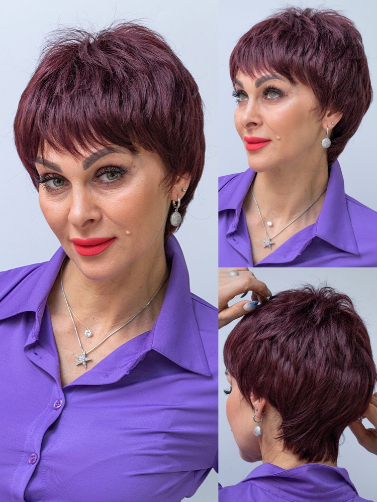 Парик женский, имитация натуральных волос, парики короткие на голову - купить по низкой цене в интернет-магазине OZON (889067336)