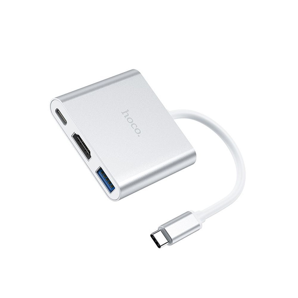 USB-С хаб HOCO HB14 для подключения периферийных устройств, USB3.0/ HDMI/ USB-C, PD 67W, кабель 15 см #1