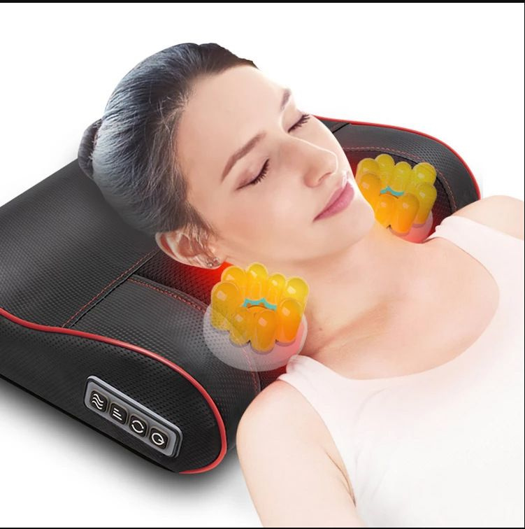 Массажная подушка шиацу с подогревом Электрический роликовый массажер ...