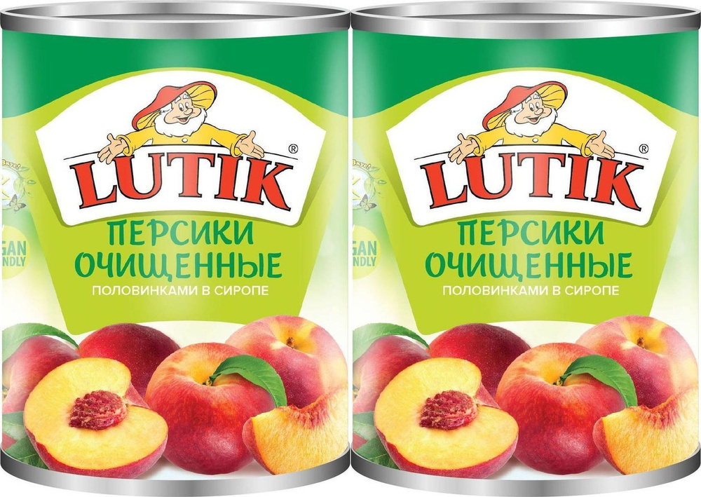 Персики Lutik половинками в сиропе очищенные, комплект: 2 упаковки по 850 г  #1