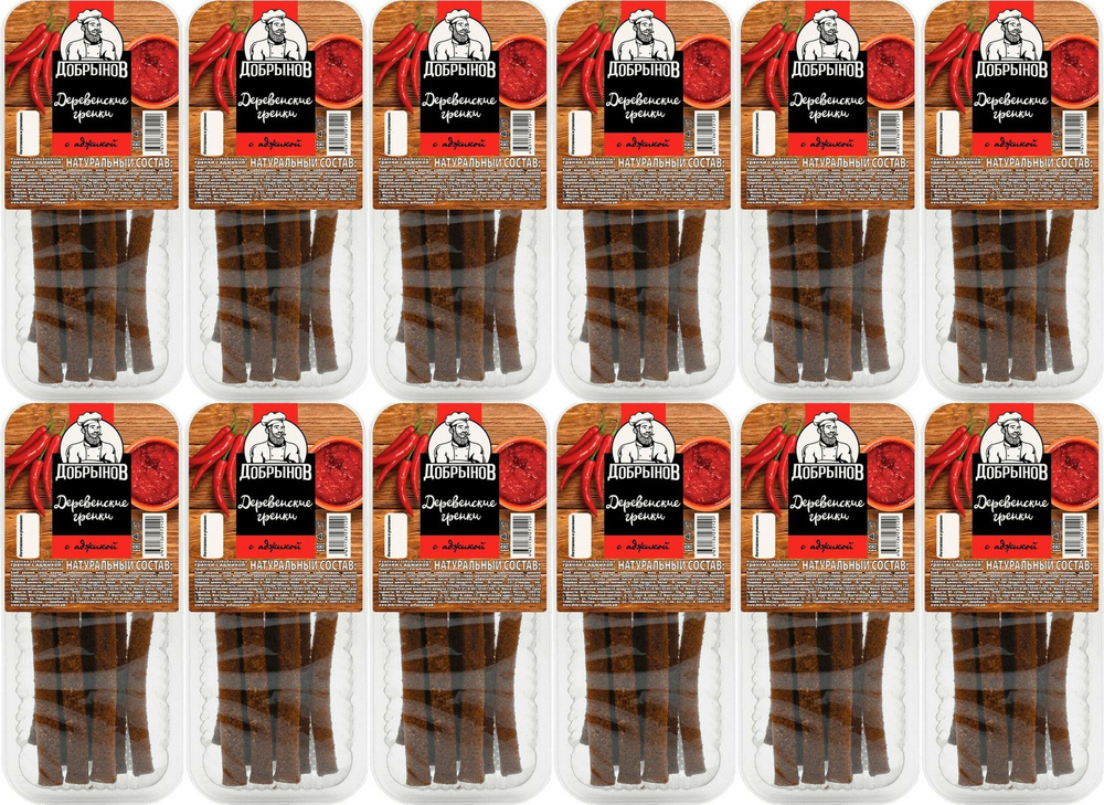Гренки Деревенские гренки палочки с аджикой, комплект: 12 упаковок по 100 г  #1