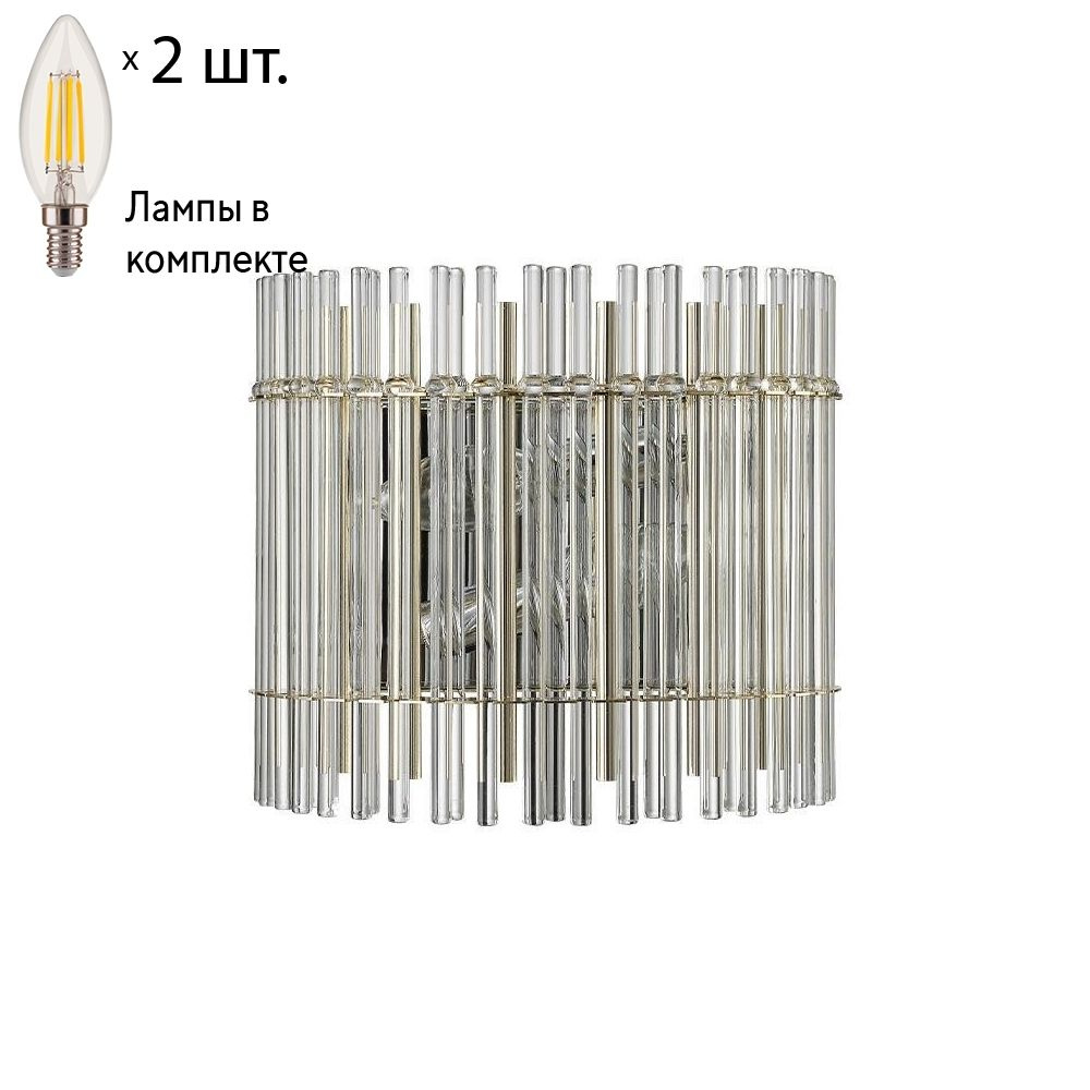 Бра Crystal Lux с лампочками AURELIO AP2 GOLD+CHROME/TRANSPARENT+Lamps E14 Свеча #1