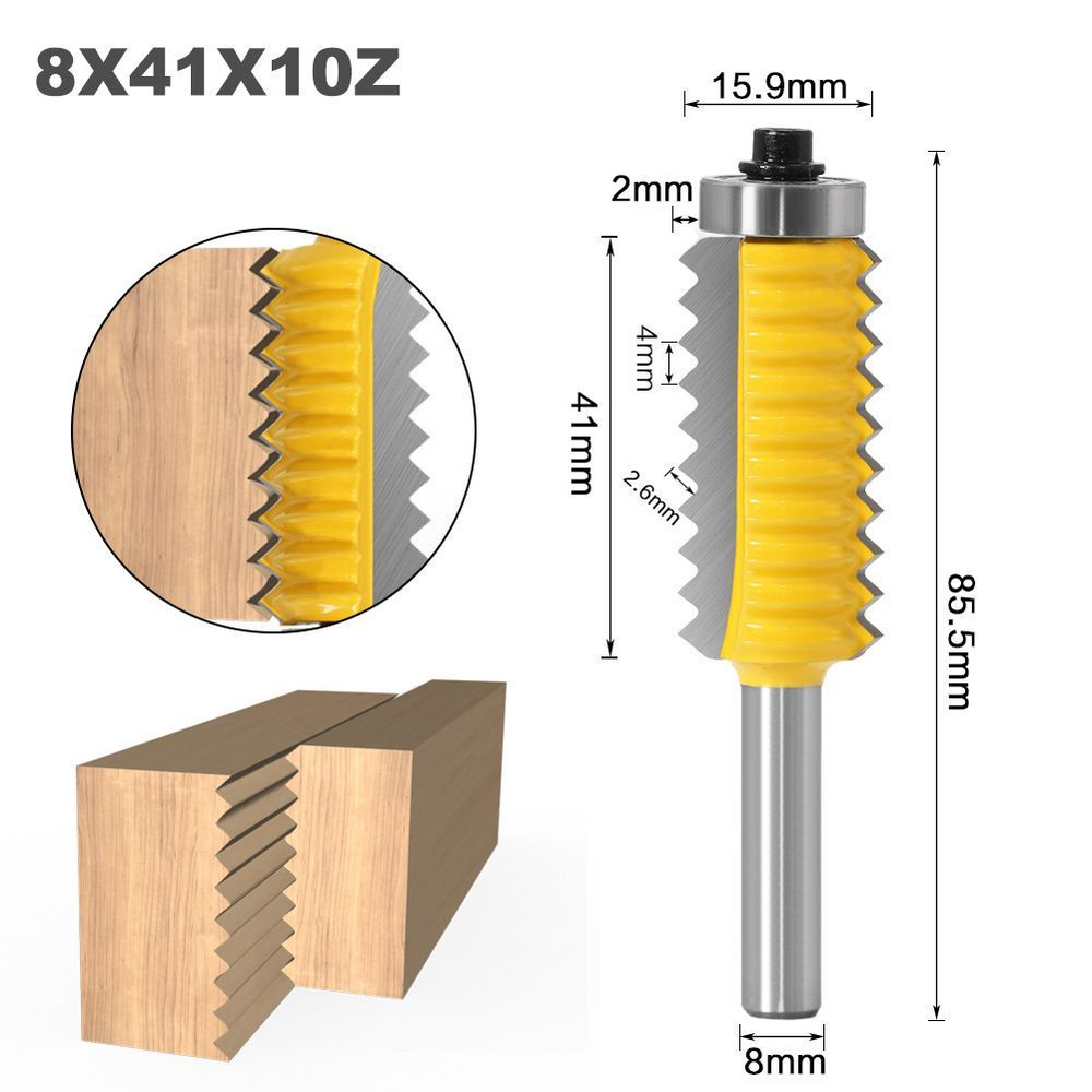 Фреза микрошиповая для сращивания древесины 15.9 x 41 мм,хвостовик 8 мм  #1
