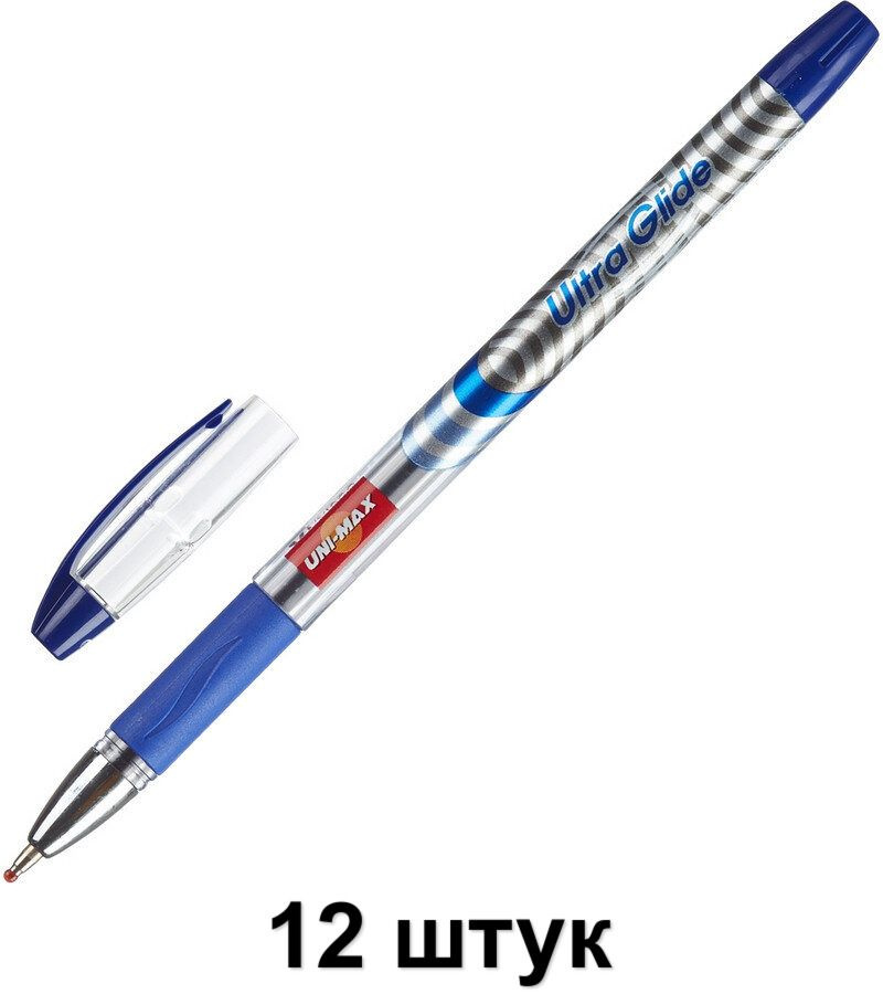 Unimax Ручка шариковая неавтоматическая Ultra Glide, 1мм синий, 12 шт ...