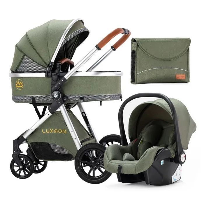 Коляска - трансформер 3в1 Luxmom V9 (зеленая), коляска для новорожденных.  #1