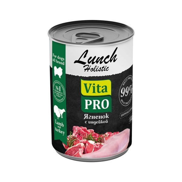 Влажный корм VITA PRO LUNCH консервы 400 г для собак ягненок с индейкой (6 шт)  #1