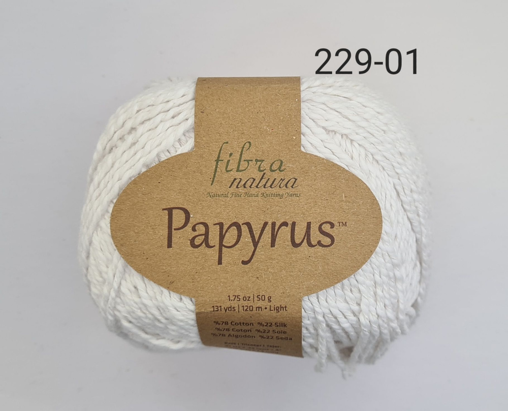 Пряжа Fibra Natura Papyrus /Фибра Натура Папирус/ цвет-229-01, Белый ...