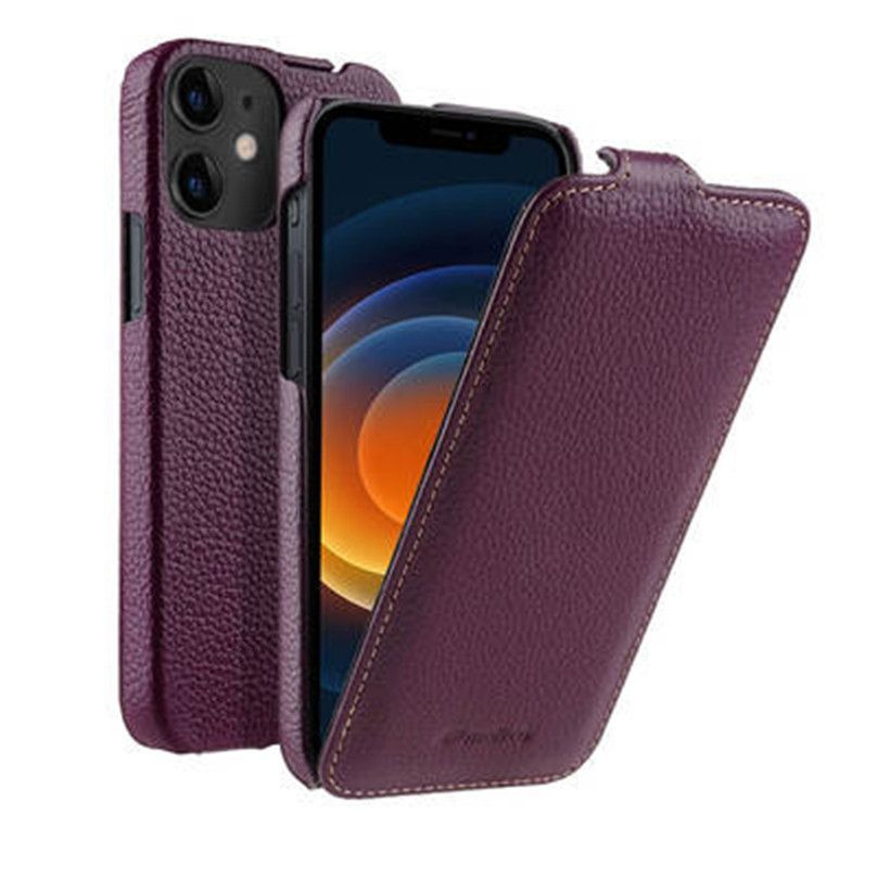 Вертикальный открытый чехол Melkco из натуральной кожи для iPhone 12 ...