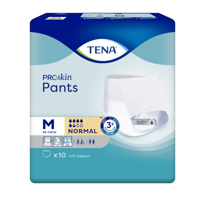 Подгузники-трусы Tena Пэнтс Нормал (Pants Normal) для взрослых M (80-110см)  5.5 капель, 10 шт - купить с доставкой по выгодным ценам в  интернет-магазине OZON (730460175)