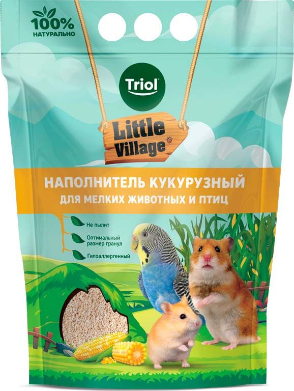 Triol Little Village Наполнитель для мелких животных и птиц, кукурузный, 3 л  #1