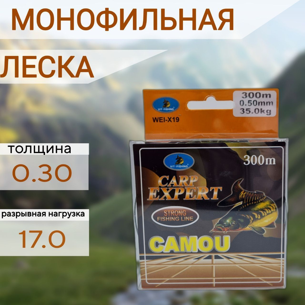 Леска для рыбалки Монофильная 300м Carp Expert 0.30мм 17кг #1