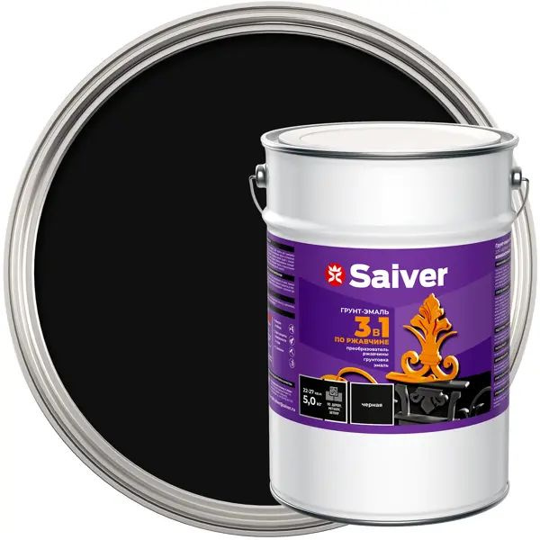 Антикоррозионная эмаль Saiver цвет черный 5.0 кг #1
