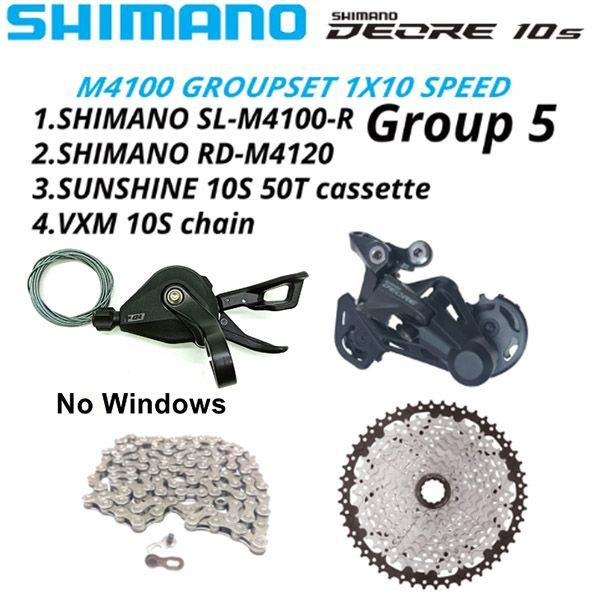 10-скоростной комплект Shimano Deore SL-M4100(Без окон)+RD-M4120, цепь VXM 10S+10-скоростная кассета #1