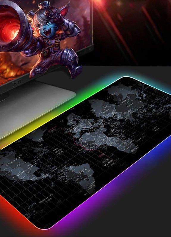 EWEADN Игровой коврик для мыши Коврик для мыши с RGB подсветкой_Карта ...