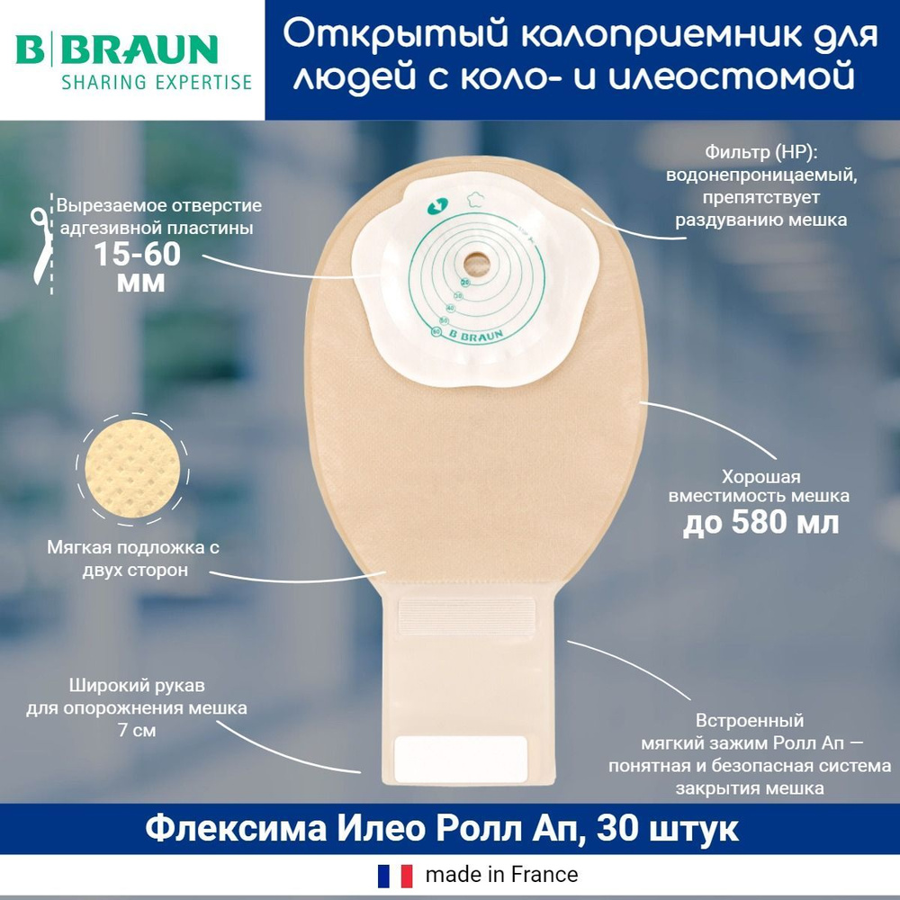 42715RU Однокомпонентный дренируемый калоприемник со встроенной плоской ...