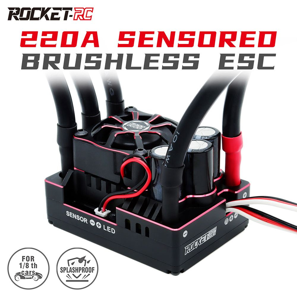 ROCKET-RC 220 A бесщеточный ESC 2-4S 7.4V/6A BEC с охлаждающим вентилятором для радиоуправляемого автомобиля #1