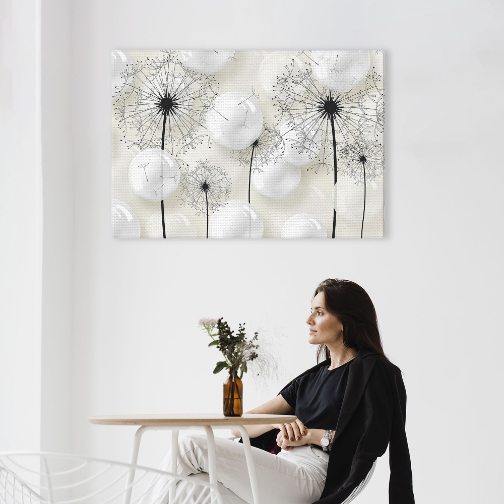 Картина на холсте для интерьера - Одуванчики и воздушные пузырьки абстракция  60х80 см - купить по низкой цене в интернет-магазине OZON (1189554088)