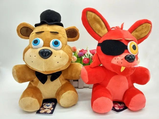 Мягкие игрушки Фнаф FNAF аниматроники Фокси Лис и Фредди Чинзано, 25 см ...