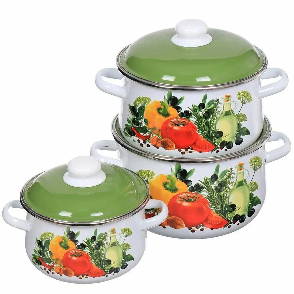 Набор эмалированных кастрюль 2/4/5,5 литра, Европейская кухня - купить ...