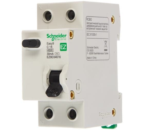 EASY 9 Дифференциальный автоматический выключатель 1П+Н 16А 30мА C AC, Schneider Electric, EZ9D34616 #1