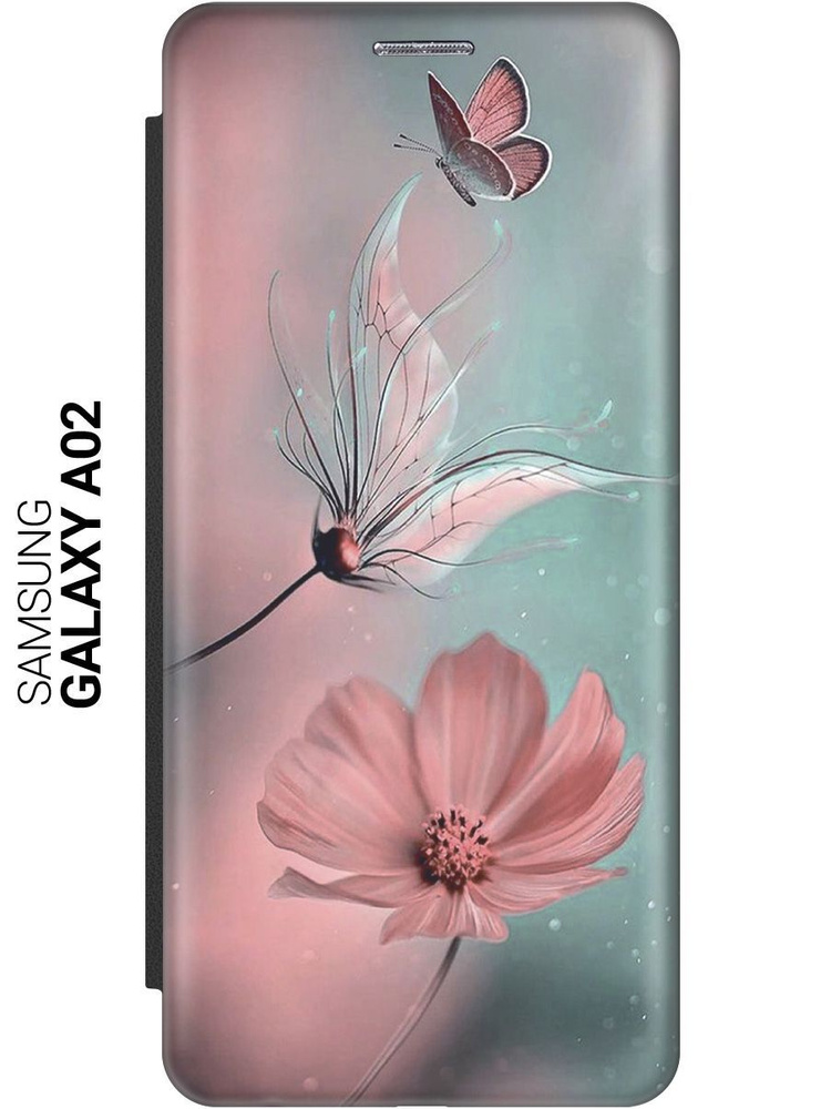 Чехол-книжка на Samsung Galaxy A02 / Самсунг А02 c принтом "Бабочка и ...