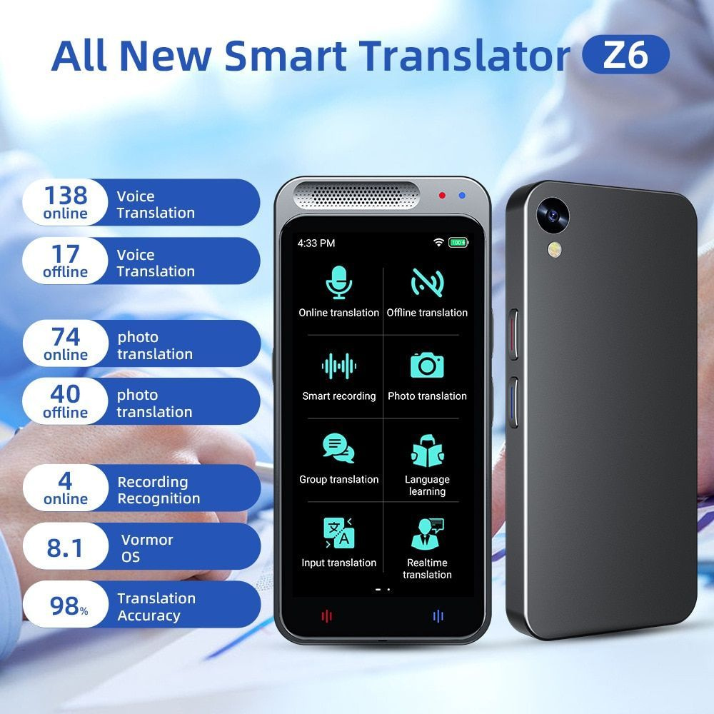 AI Translator Z6 4,1-дюймовый экран Поддержка 138 языков страны