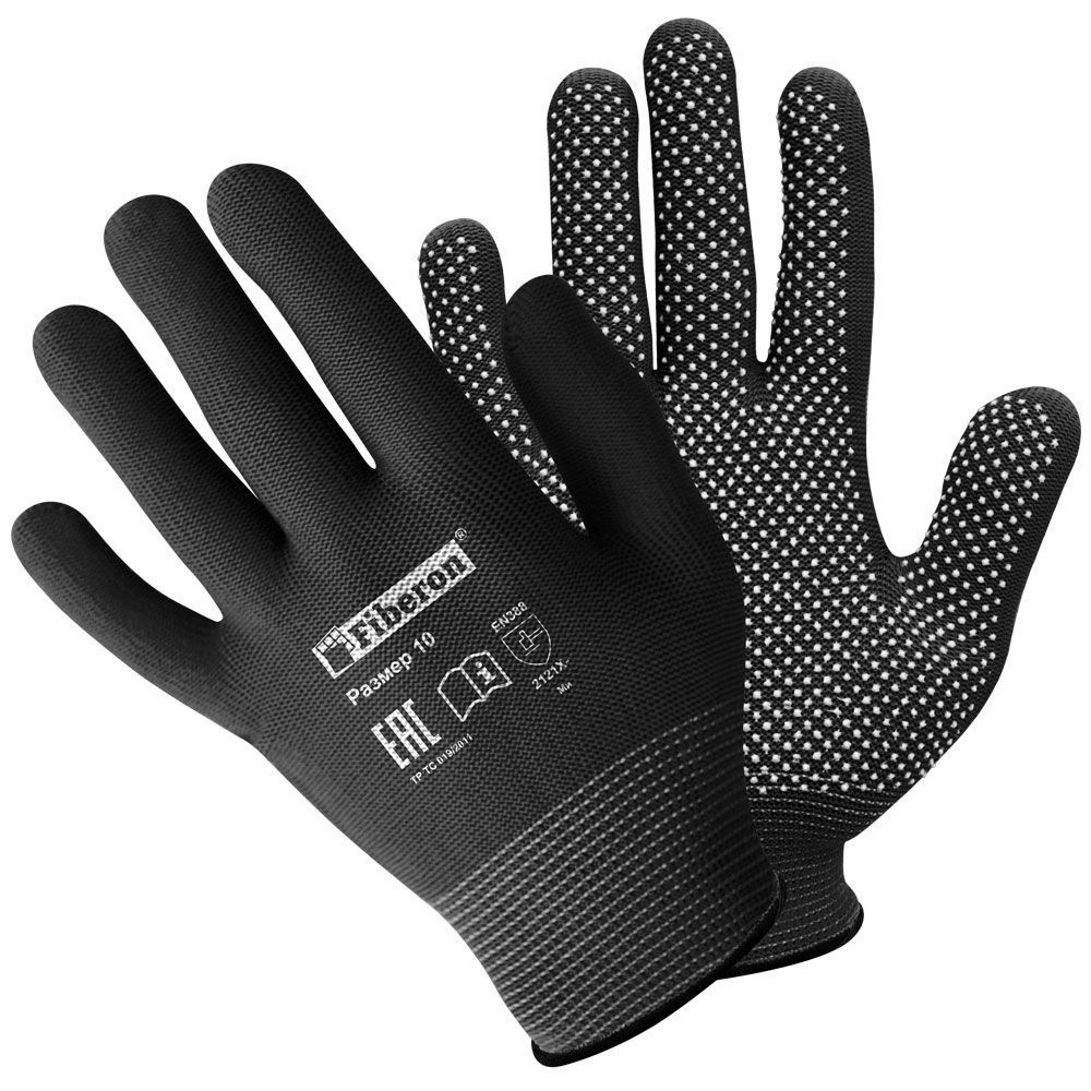 Перчатки Fiberon Микроточка, ПВХ-точка ХL, черный #1