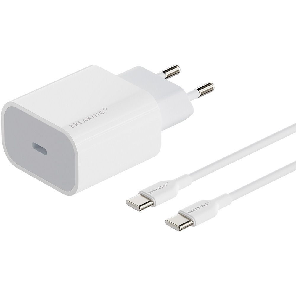 Зарядное устройство для телефонов Breaking WC07, USB-C, PD 20W/ Блок  зарядки для Андроид+ Кабель Type-C в комплекте