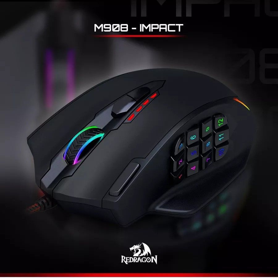 Redragon Игровая мышь проводная Impact M908, черный