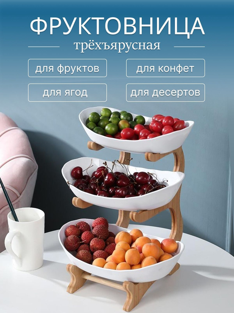 Фруктовница ярусная этажерка деревянная - купить с доставкой по ...