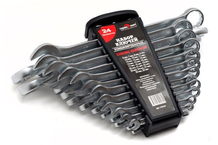 Набор ключей комбинированных 24 предмета (6-24, 27, 30, 32) холодный ...