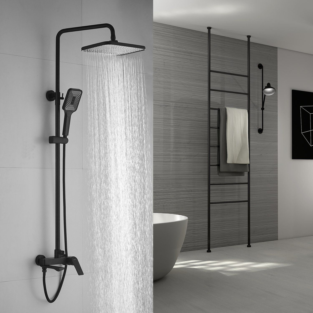 SHEVANIK Душевой комплект тропический душ черный - купить с доставкой ...