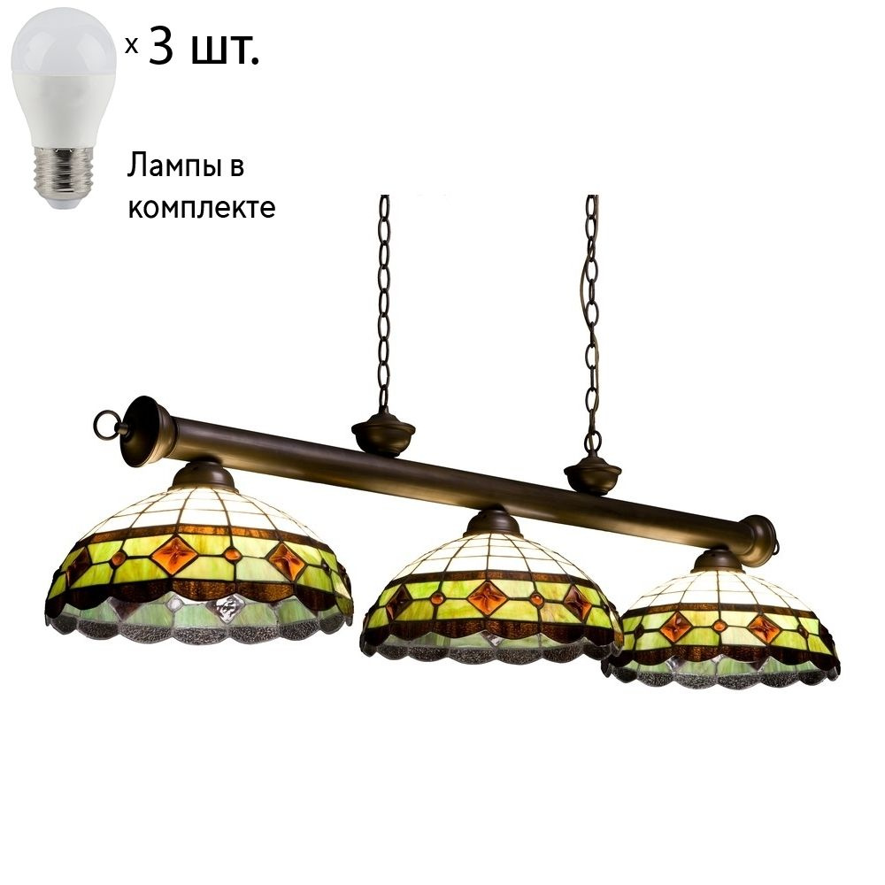 Светильник тиффани. Подвесной светильник с лампочками Velante 855-803-03+Lamps  #1