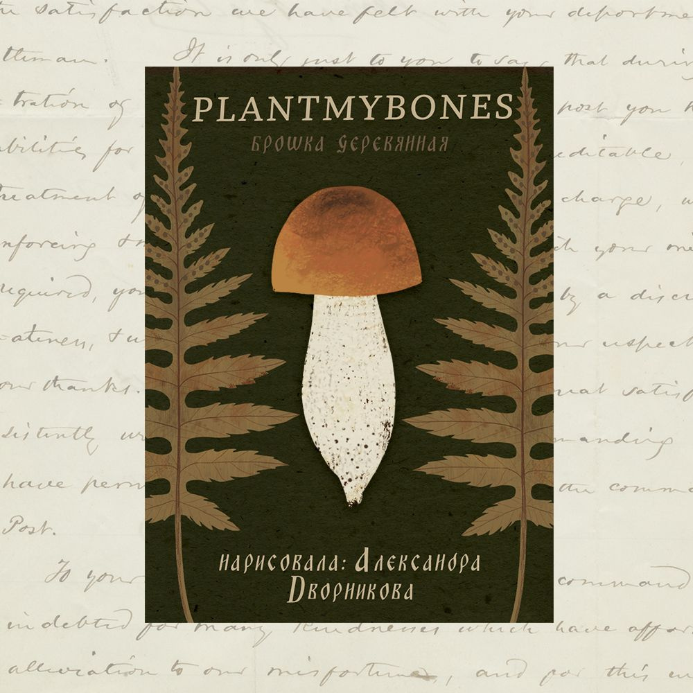 Деревянная брошь PlantMyBones, значок из дерева на замке-булавке с грибами: Подосиновик  #1