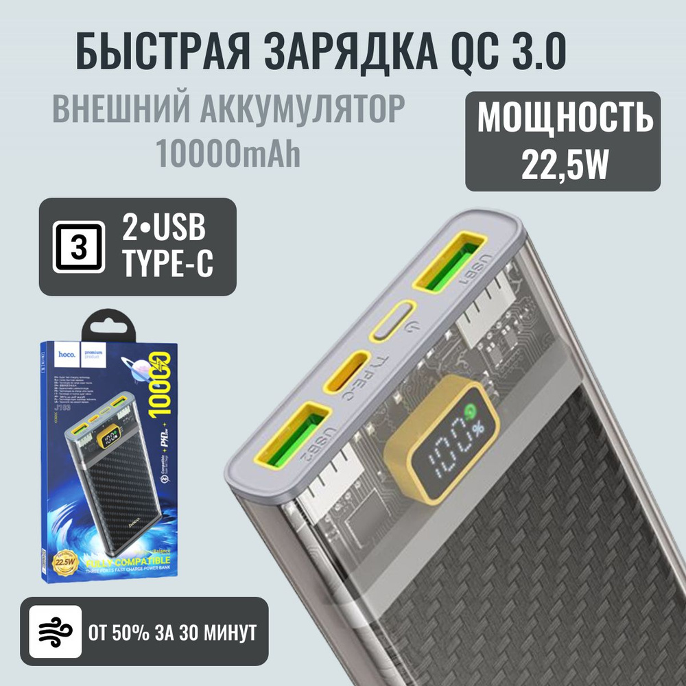 Внешний аккумулятор (Power Bank) hoco akb - купить по выгодным ценам в  интернет-магазине OZON (1315989411)