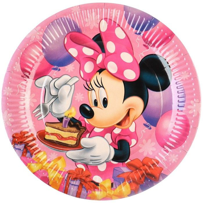 Disney, Тарелка бумажная "С Днем Рождения!", 23 см, Минни Маус, 10 штук  #1
