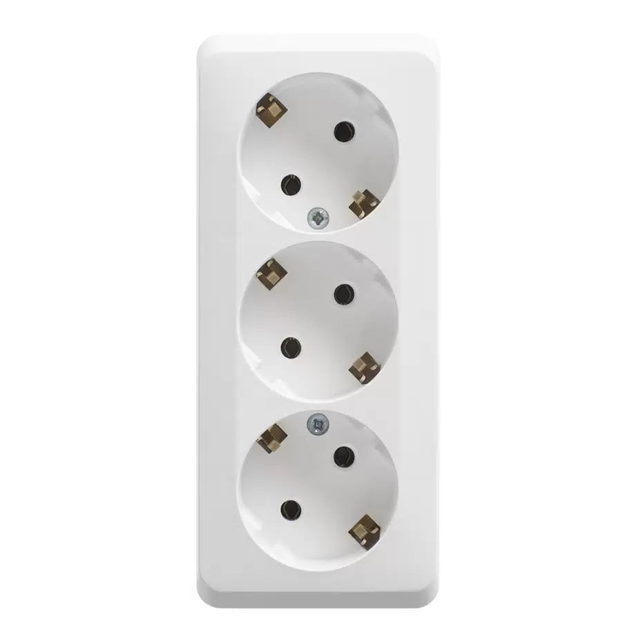 Розетка Systeme Electric Этюд тройная PA16-011B открытая установка ...