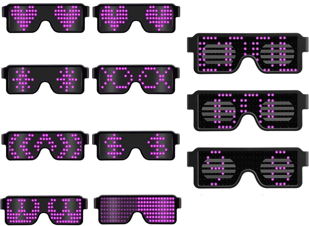 Светодиодные LED очки для вечеринки, маскарада, тусовки. Светящиеся карнавальные очки USB. Неоновые. #1