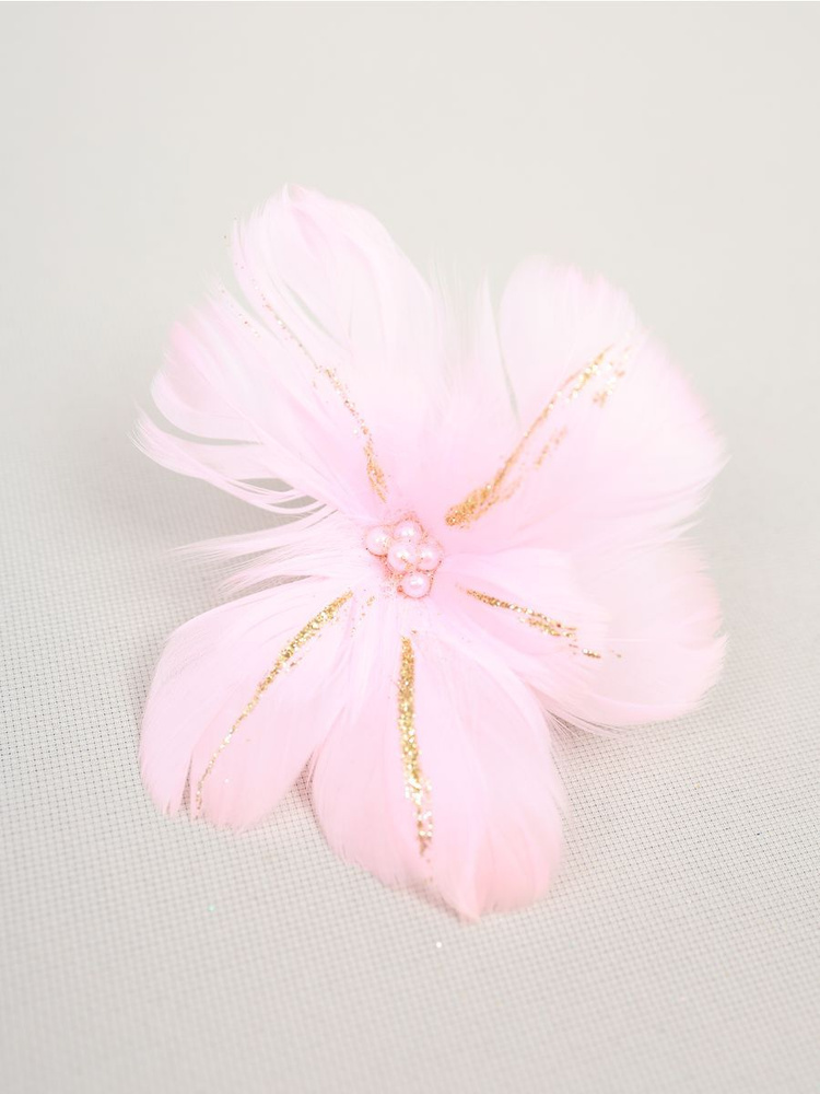 Цветок искусственный декоративный новогодний, d 13 см, цвет розовый  #1