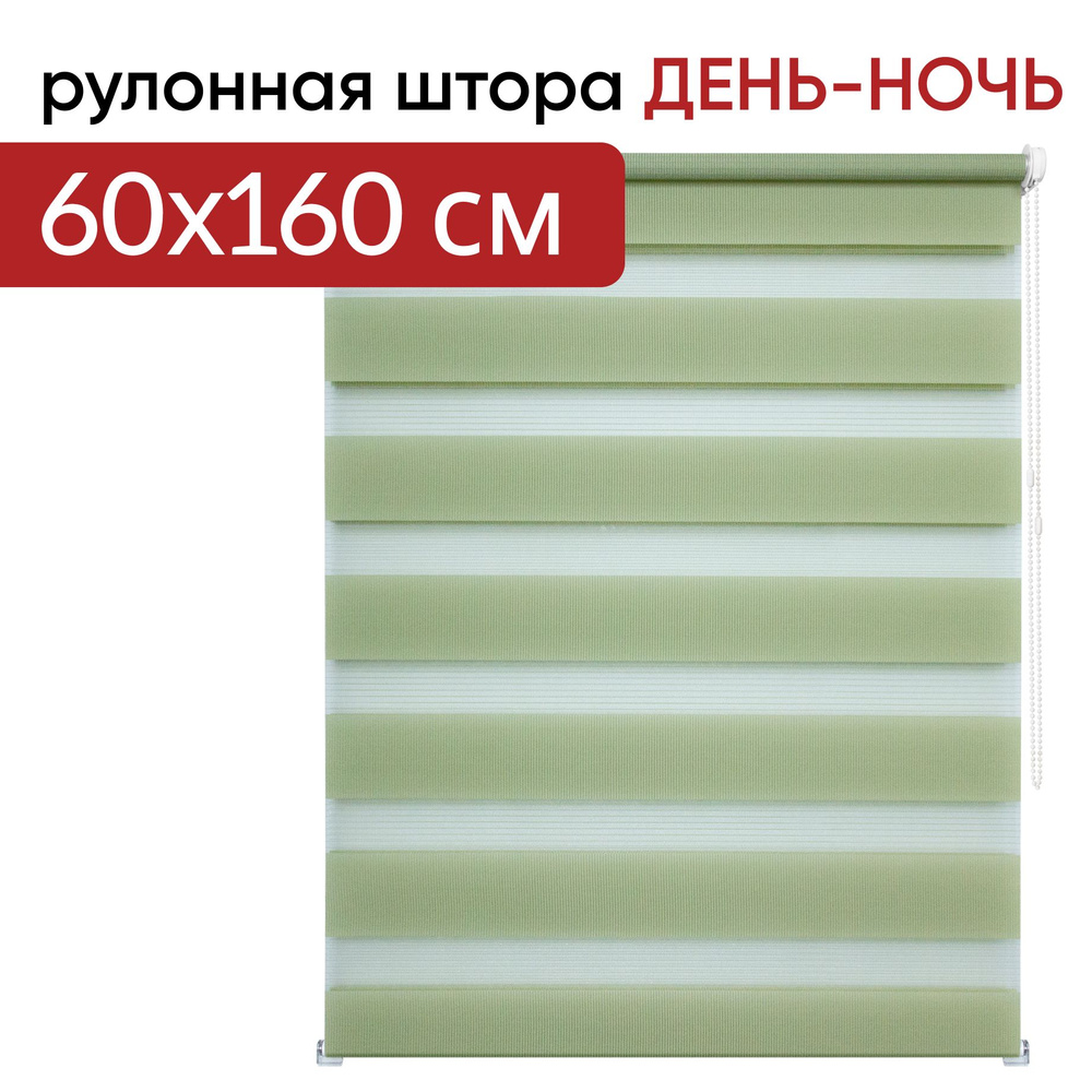 Рулонная штора день ночь 060х160 Канзас фисташковый #1